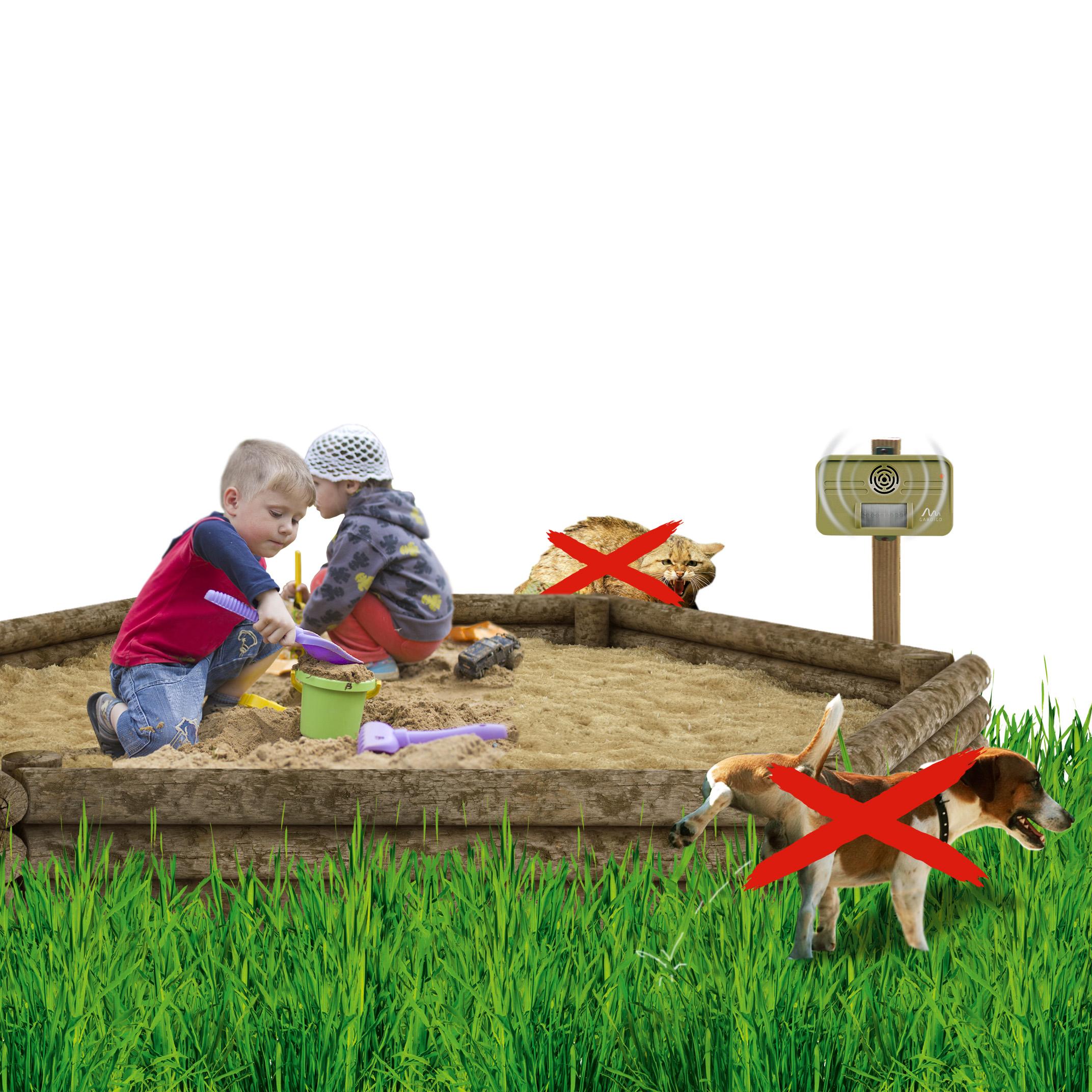 Der Vertreiber hält Katzen und Hunde für Sie von den wichtigsten Orten fern.