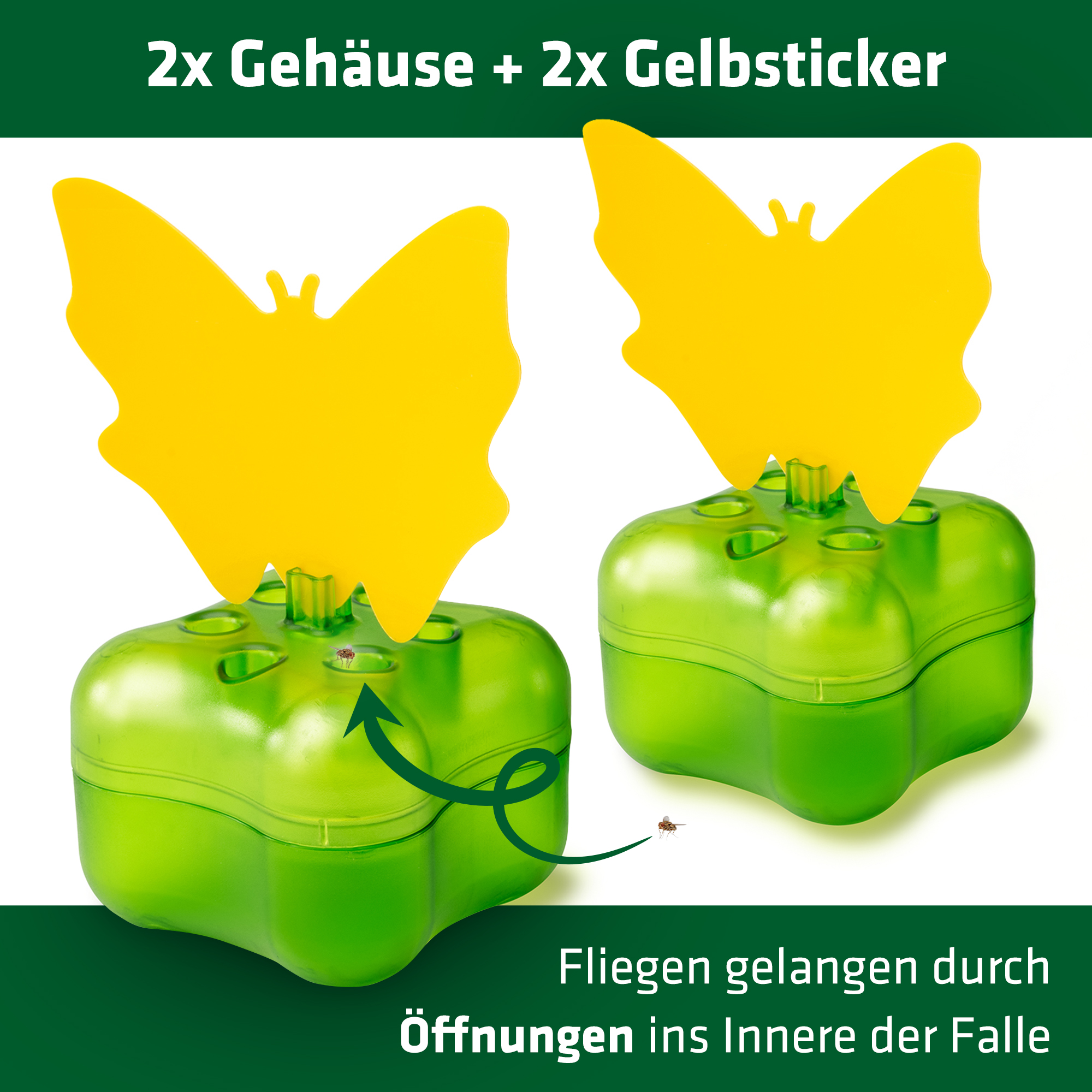 Lieferumfang: 2x Gelbsticker , 2x Obstfliegenfänger