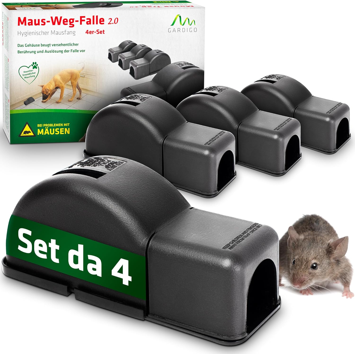 Trappole Topi 2.0 | Trappola per Topi Igienica e Discreta | Set da 4
