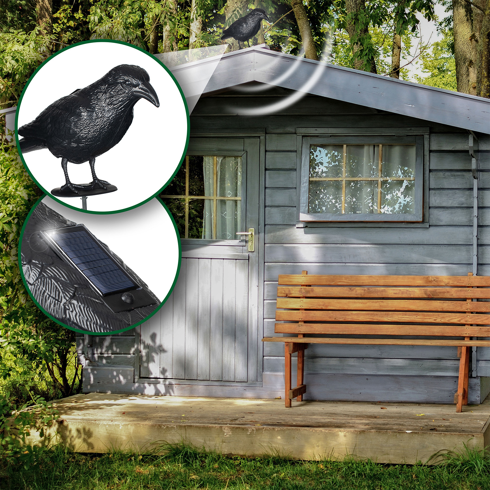 Schützen Sie ihr Gartenhaus und die Gartenmöbel vor Vogelkot. 
