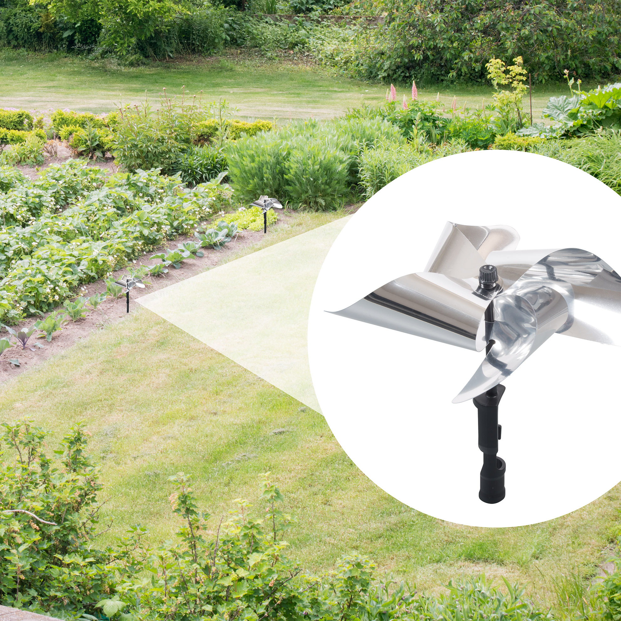 Diese Windmühle kann Ihnen helfen Ihren Garten und Ihr Gemüse vor Vögeln zu schützen.