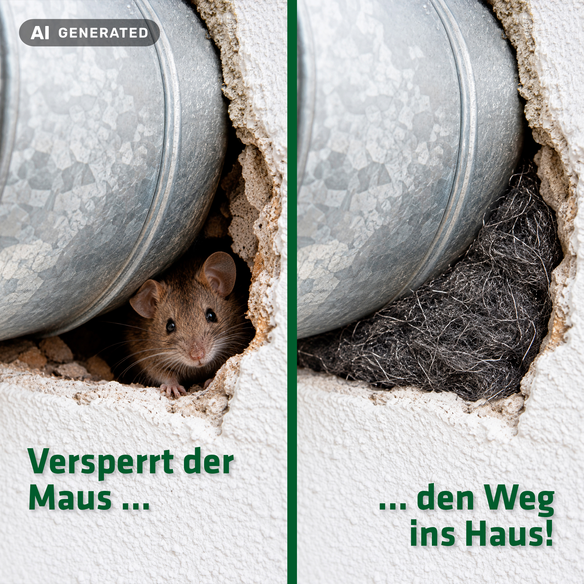 Mauselöcher abdichten mit Stahlwolle: Versperrt der Maus den Weg in Haus