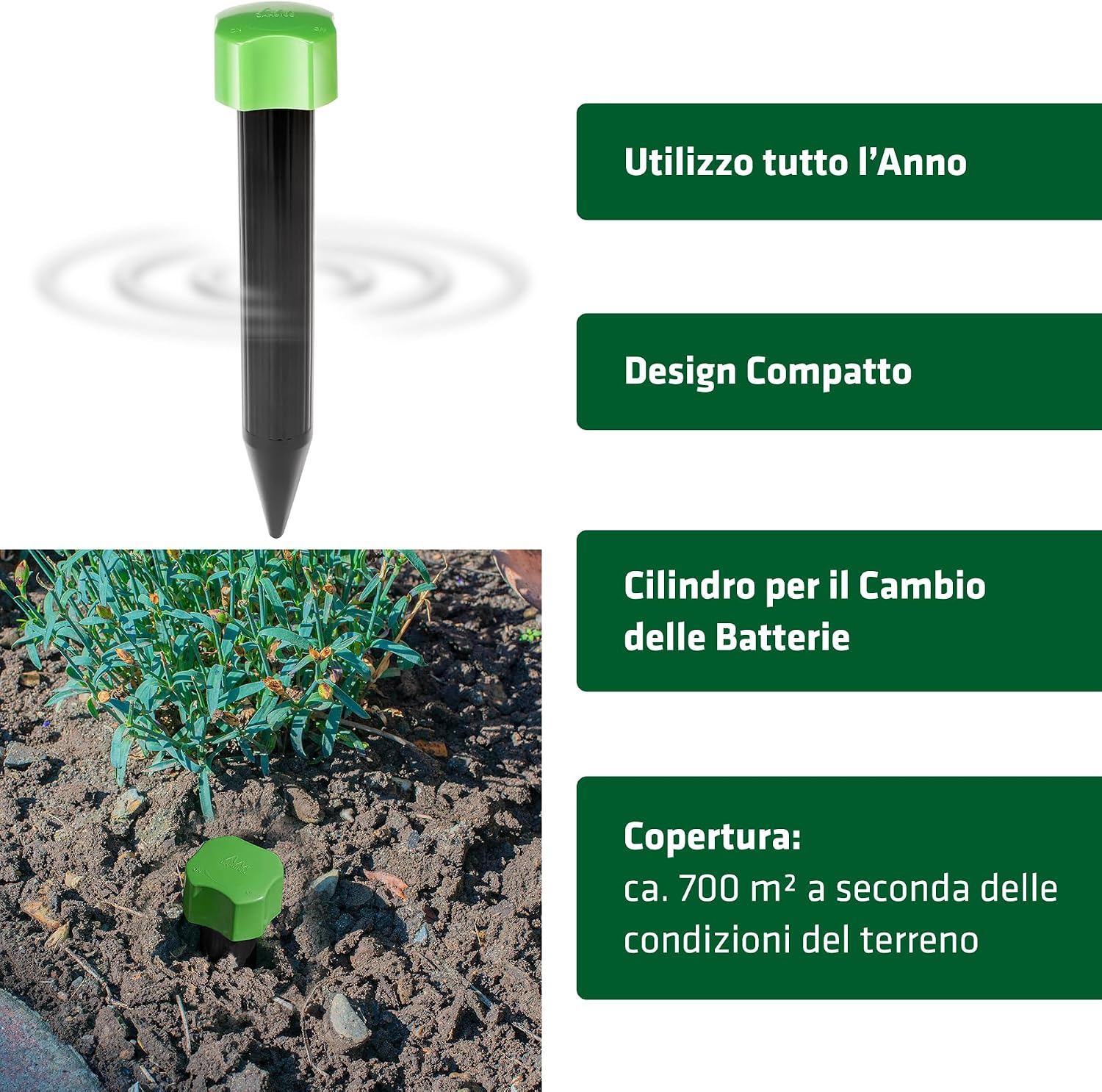 Dissuasore per talpe mini | Dispositivo compatto a batteria contro le talpe