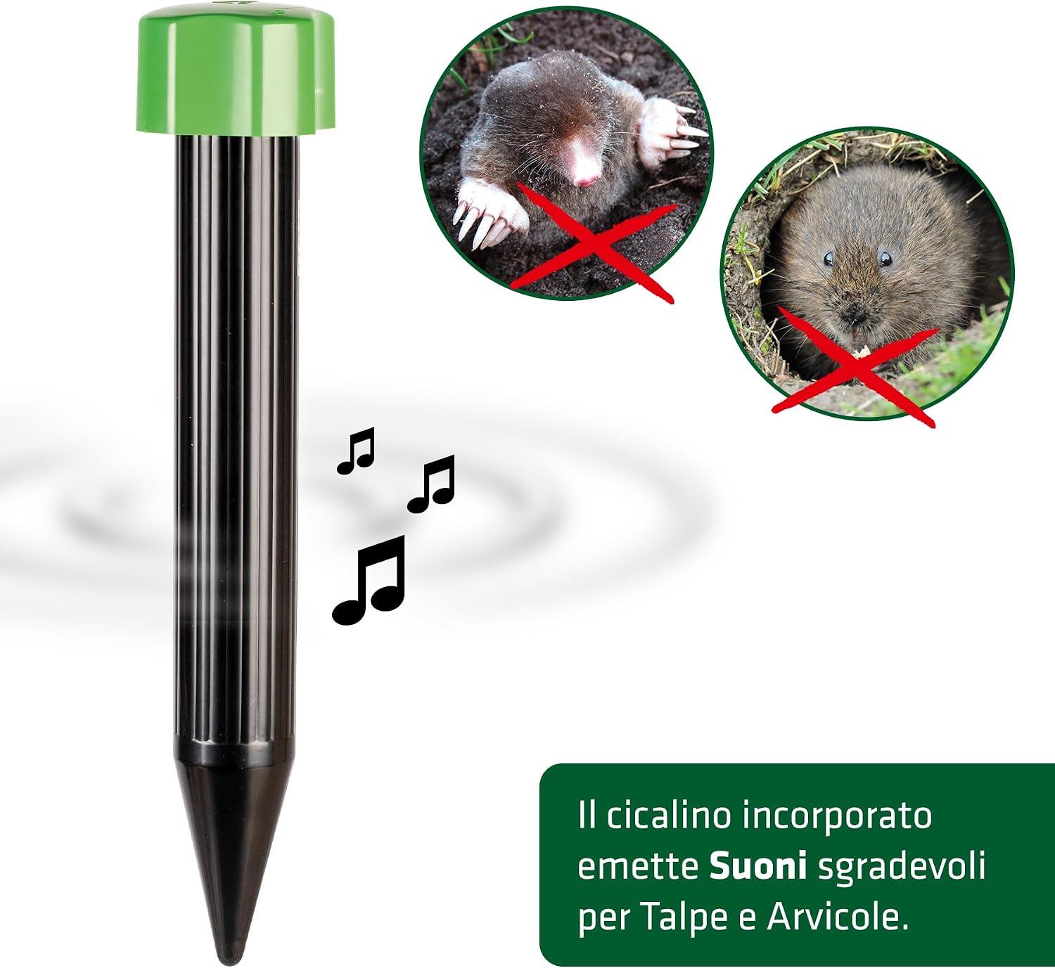 Dissuasore per talpe mini | Dispositivo compatto a batteria contro le talpe